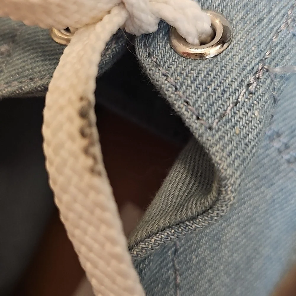 Steve Madden Tamilyn Platform Espadrille Women 10M Light Blue Chambray Denim